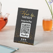Elegante Black Gold Haar Salon Paypal Scan zu zahl Sockelschild (In SItu)