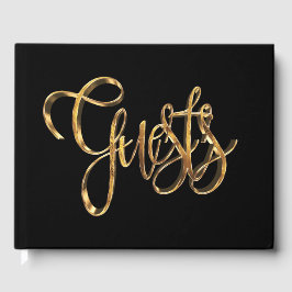 Elegante Black Gold Handwriting Typografy Gäste Gästebuch