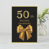 elegante Black & Gold Hochzeitkarte zum 50. Geburt (Stehend Vorderseite)