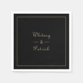 Elegante Black Gold Hochzeitskript Minimalistisch Serviette (Vorderseite)