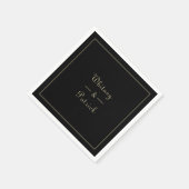 Elegante Black Gold Hochzeitskript Minimalistisch Serviette (Ecke)