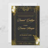 Elegante Black Gold Imitats Foil Script Wedding In Einladung (Rückseite)