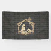 Elegante Black Gold Krippe Frohe Weihnachten Banner (Horizontal)