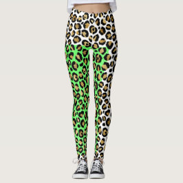 Elegante Black Gold Leopard Animal Print Leggings