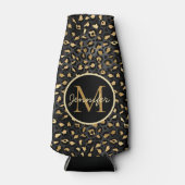 Elegante Black Gold Leopard Cheetah Tierprint Ca Flaschenkühler (Vorderseite)