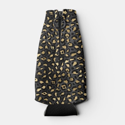 Elegante Black Gold Leopard Cheetah Tierprint Ca Flaschenkühler