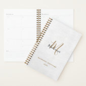 Elegante Black Gold Linen Moderne Monogram Name Planer (Anzeige)