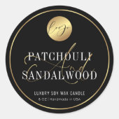 Elegante Black & Gold Logo-Produktverpackung Kerze Runder Aufkleber (Vorderseite)