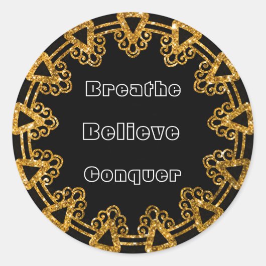 Elegante Black & Gold Mandala Motivation Stickers (Vorderseite)