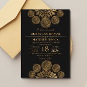 Elegante Black Gold Mandala Wedding Einladung