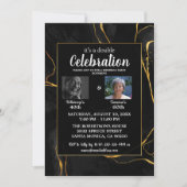 Elegante Black & Gold Marble Geburtstagsparty Einladung (Vorderseite)