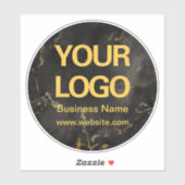 Elegante Black Gold Marmor Business Logo-Runde Aufkleber (Blatt)