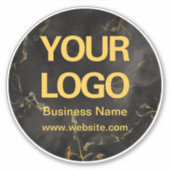 Elegante Black Gold Marmor Business Logo-Runde Aufkleber (Vorderseite)