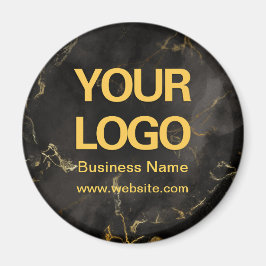 Elegante Black Gold Marmor Business Logo-Runde Magnet