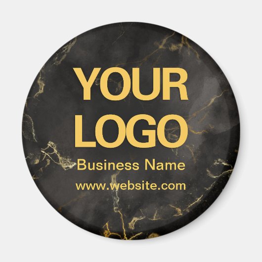 Elegante Black Gold Marmor Business Logo-Runde Magnet (Vorne)