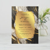 Elegante Black Gold Marmor Diamond Wedding Einladung (Stehend Vorderseite)