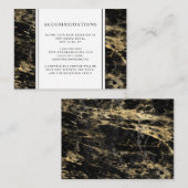Elegante Black Gold Marmor Hochzeitsunterkünfte Begleitkarte (Vorne/Hinten)
