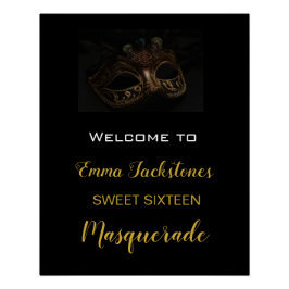 Elegante Black & Gold Masquerade Geburtstag Willko Poster