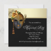 Elegante Black Gold Masquerade Party Einladungen (Rückseite)