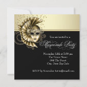 Elegante Black Gold Masquerade Party Einladungen (Rückseite)