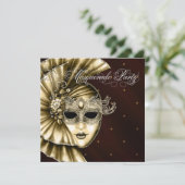 Elegante Black Gold Masquerade Party Einladungen (Stehend Vorderseite)