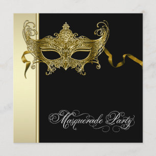 Elegante Black Gold Masquerade Party Einladungen