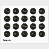 Elegante Black Gold MERCI Etiketten Stickers (Blatt)