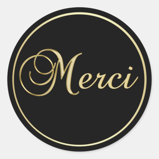 Elegante Black Gold MERCI Etiketten Stickers (Vorderseite)