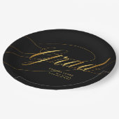 Elegante Black & Gold Minimalistische Grad Kalligr Pappteller (Schrägansicht)