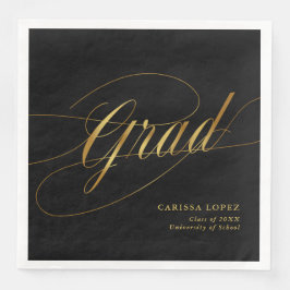 Elegante Black & Gold Minimalistische Grad Kalligr Serviette