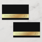Elegante Black Gold Moderne Monogram Silk Luxe Visitenkarte (Vorne/Hinten)
