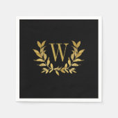 Elegante Black Gold Moderne Monogram Wedding Serviette (Vorderseite)