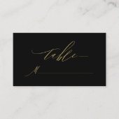 Elegante Black Gold Moderne Script Monogram Weddin Platzkarte (Vorderseite)