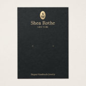 Elegante Black Gold Monogram Earring Display Card (Vorderseite)