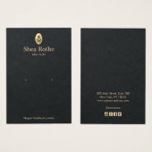 Elegante Black Gold Monogram Earring Display Card (Vorne & Hinten)