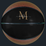 Elegante Black Gold Monogram Feminine Girly Script Basketball<br><div class="desc">Elegante Black Gold Monogram Feminine Girly Script Basketball</div>