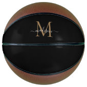 Elegante Black Gold Monogram Feminine Girly Script Basketball (Vorderseite)