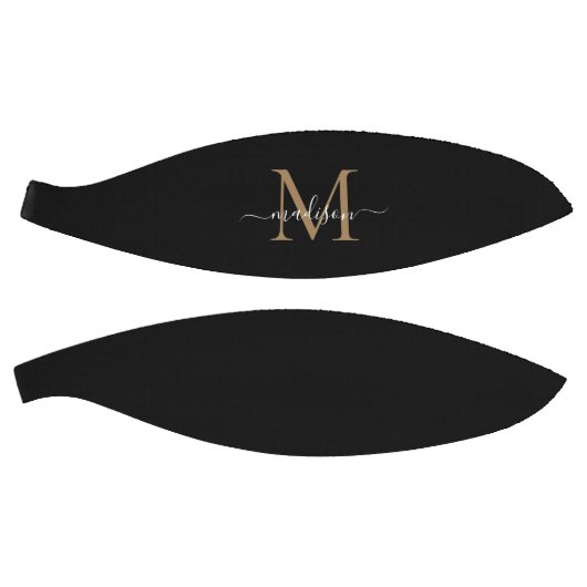 Elegante Black Gold Monogram Feminine Girly Script Basketball (Panele)