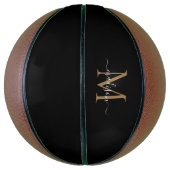 Elegante Black Gold Monogram Feminine Girly Script Basketball (Vertikal)