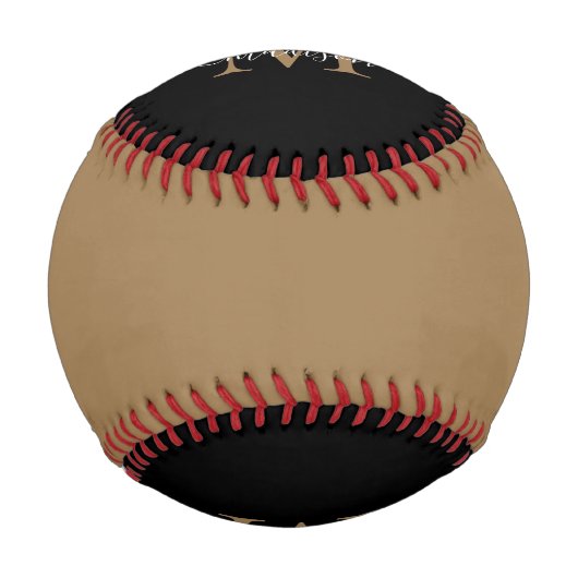 Elegante Black Gold Monogram Feminine Script Name Baseball (Vorderseite)