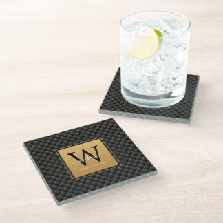 Elegante Black Gold Monogram, Initial Script Moder Glasuntersetzer