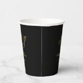 Elegante Black Gold Monogram Script Hochzeit Pappbecher (Rechts)