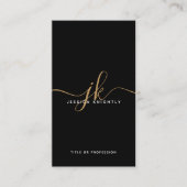 Elegante Black Gold Monogram Script Initials Visitenkarte (Vorderseite)