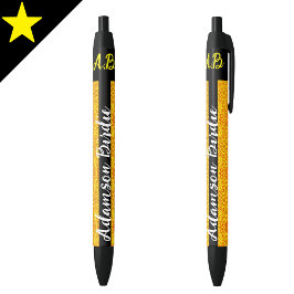 Elegante Black Gold Monogram Script Name, Luxury Kugelschreiber