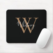 Elegante Black Gold Monogram Script Name Mouse Pad Mousepad (Mit Mouse)