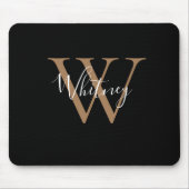 Elegante Black Gold Monogram Script Name Mouse Pad Mousepad (Vorne)