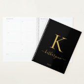 Elegante Black Gold Monogram Script Typografie Planer (Anzeige)