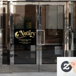 Elegante Black & Gold Notary Public Fensteraufkleber