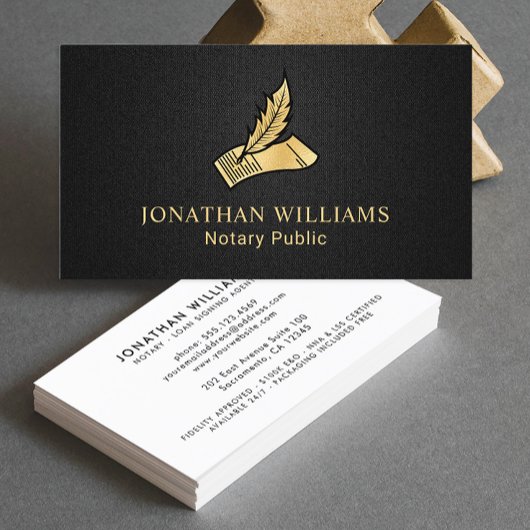 Elegante Black & Gold Notary Public Visitenkarte