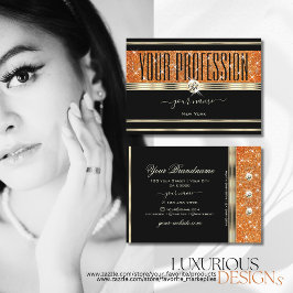 Elegante Black Gold Orange Sparkle Glitzer Visitenkarte